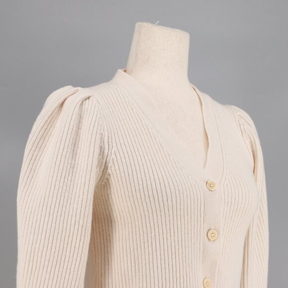 WILFRED ARITZIA Merino Wool Carina Cardigan Sweater Puff Sleeve Size S - Picture 4 of 9